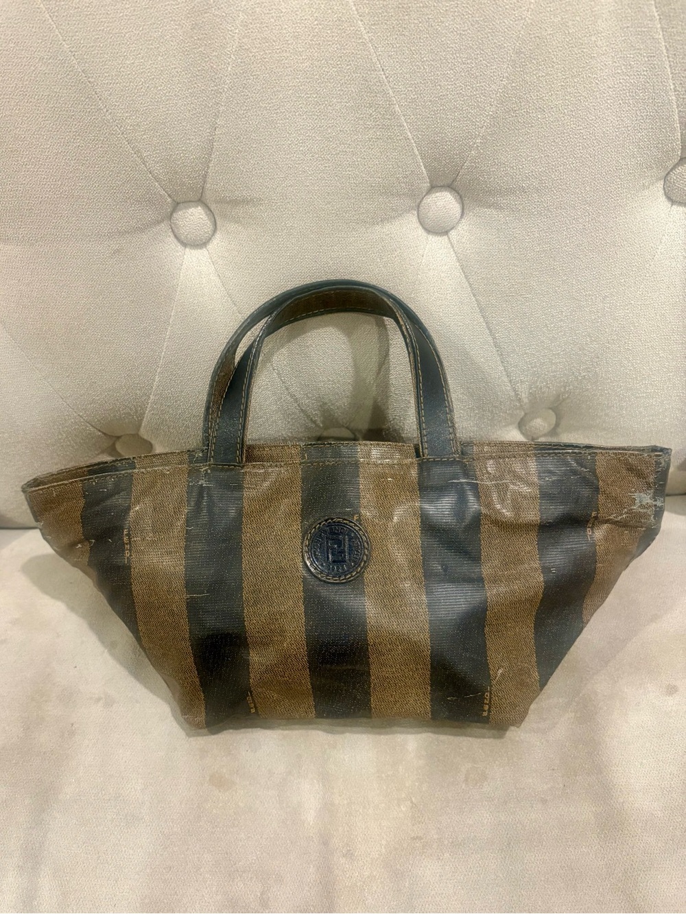 Fendi Vintage Pequin Striped Tote